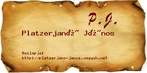 Platzerjanó János névjegykártya